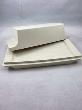 Vintage Tupperware Double Butter Dish Almond Plastic